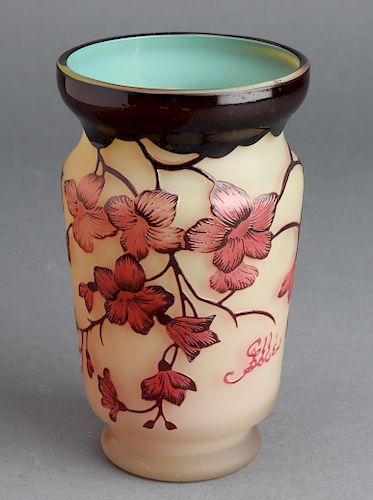 Signed Galle Art Nouveau Cameo Art Glass Vase