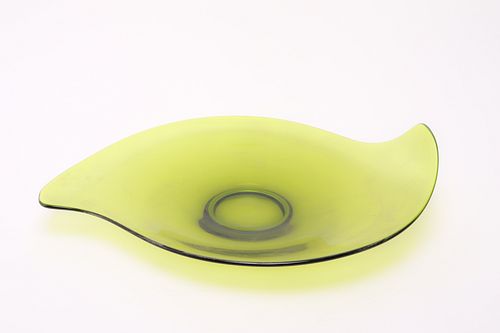 Modern Art Glass Green Freeform Platter
