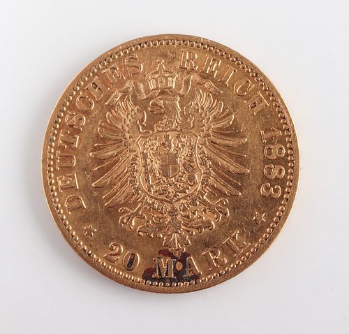 1883 Wilhelm I 20 Mark Gold Coin