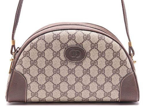 Gucci Monogram Canvas & Leather Handbag
