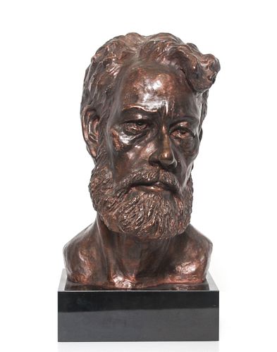 Signed Composition Bust of A Bearded Man