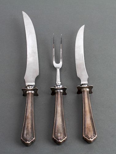 English Sterling Silver Carving Set, Group of 3