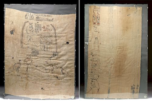 Two Egyptian Ptolemaic Embalming Linens, ex Sotheby's