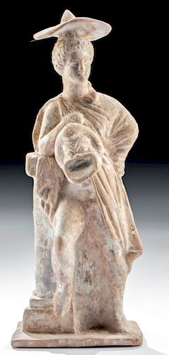 Roman Terracotta Standing Figure with Actor's Mask