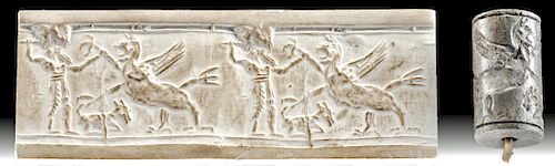 Achaemenid Stone Stamp Seal Bead - God Fighting Anzu