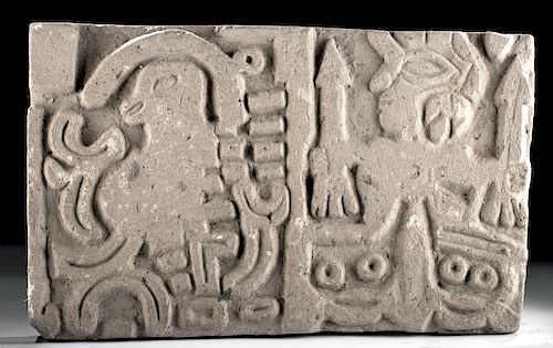 Pre-Columbian Toltec Stone Relief Panel - Warriors