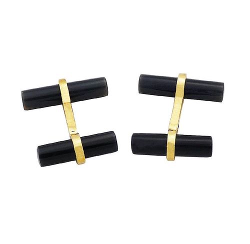 Tiffany & Co 14k Yellow Gold Black Onyx Cufflinks