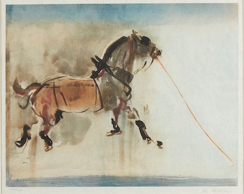 Kaiko Moti "Horse with Orange Tether" Intaglio Print