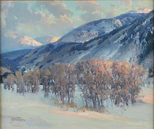 Andrew Peters Winter Scene Oil on Canvas
