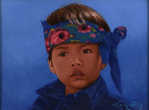 Larry Riley Navajo Boy Oil on Canvas