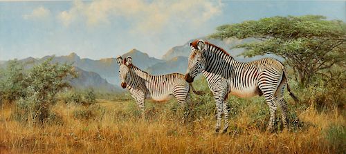 Eric Forlee Zebra Painting Oil on Canvas