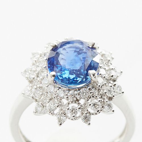 Unheated Deep Blue Sapphire Ring