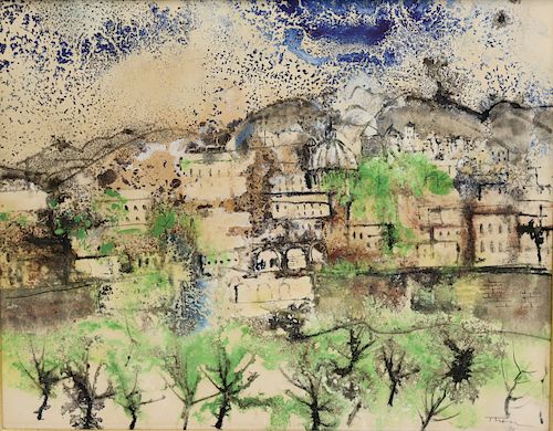 William Thon Signed Watercolor Houses In