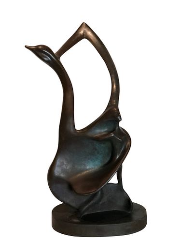  Colin Webster Watson Bronze Sculpture, Titled: "Swan & Lady"