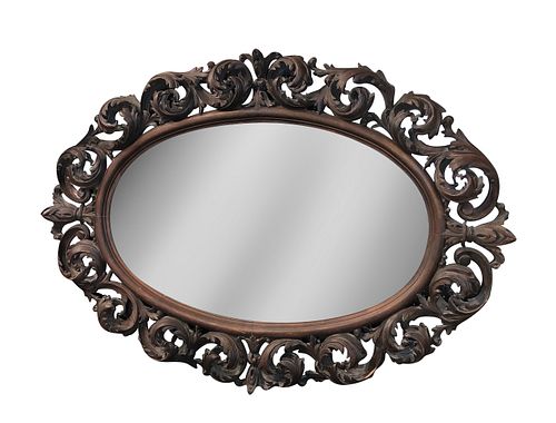 19th Century Rococo Style Carved Walnut Mirror