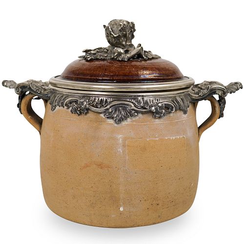 Terracotta Container with Silver Mounts