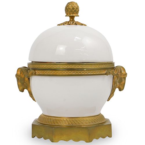 Louis XVI Style Dore Bronze & Porcelain Urn