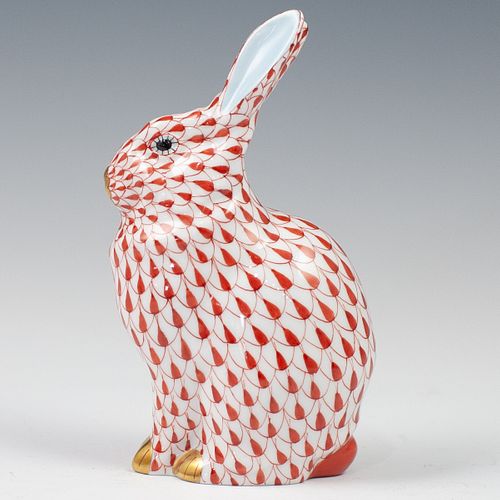 Herend Porcelain Red Fishnet Rabbit