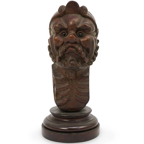 Wood Carved Sculpture of Man's Face