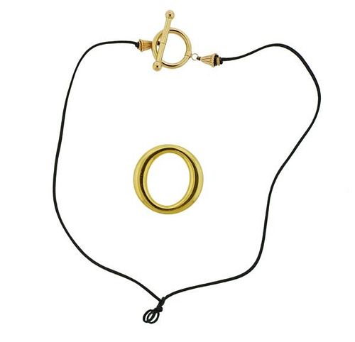 Tiffany &amp; Co Peretti Sevillana O 18k Gold Pendant with Necklace