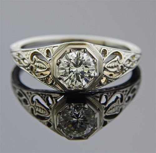 Filigree  18K Gold Diamond Engagement Ring