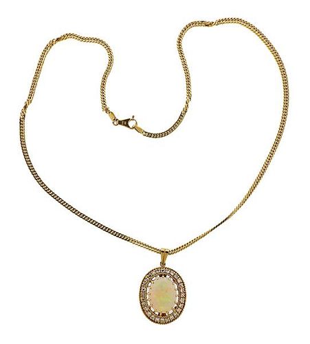 UnoaErre 18K Gold Diamond Opal Pendant Necklace