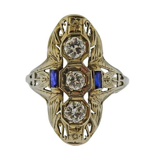 Art Deco 18k Gold Diamond Ring