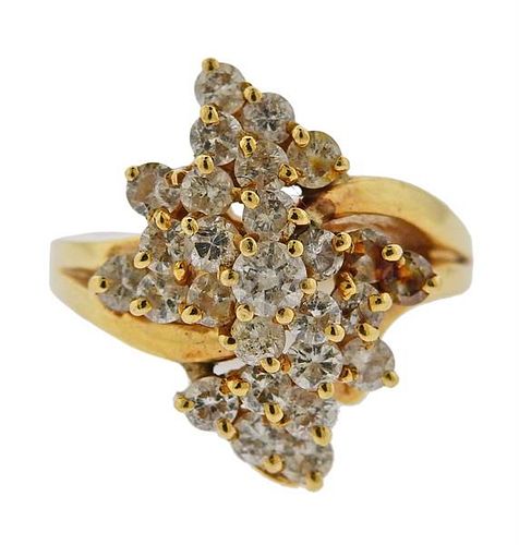 14k Gold Diamond Cluster Ring 