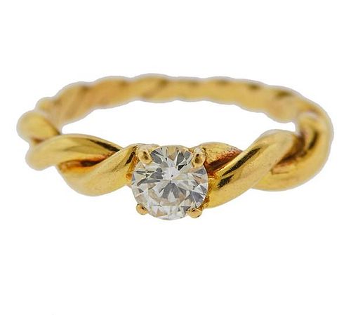 18K Gold Diamond Twisted Rope Engagement Ring