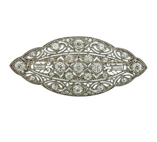 Art Deco Platinum Diamond Pendant Brooch 