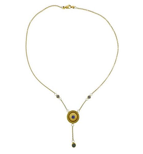 Koplewitz 18k Gold Multi Color Sapphire Necklace 