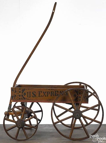 Stenciled wood U. S. Express child's wagon, late 19th c., 22'' l.