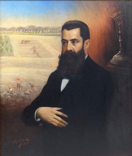 FISCHER, G. Oil/Canvas Portrait of Theodor Herzl.