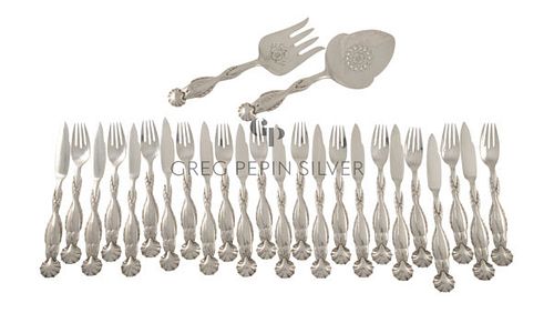 NEW Georg Jensen Fish Service 55 For Twelve With Matching Serving Set