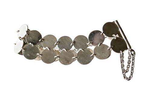 Rare Kalevala Koru Sterling Silver Finnish Modernist Chain Maille Bracelet, 1968