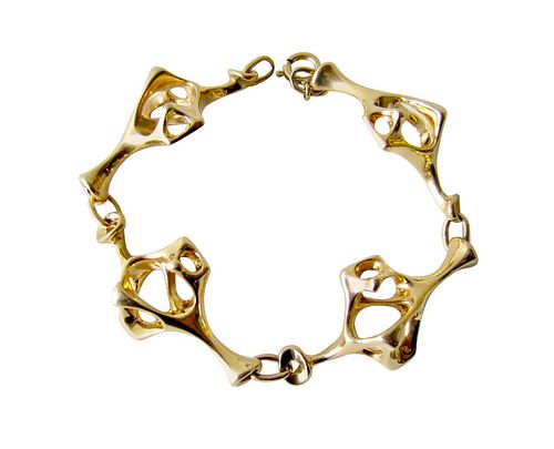 Everett Macdonald Gold Abstract Skeletal Spine Link Bracelet