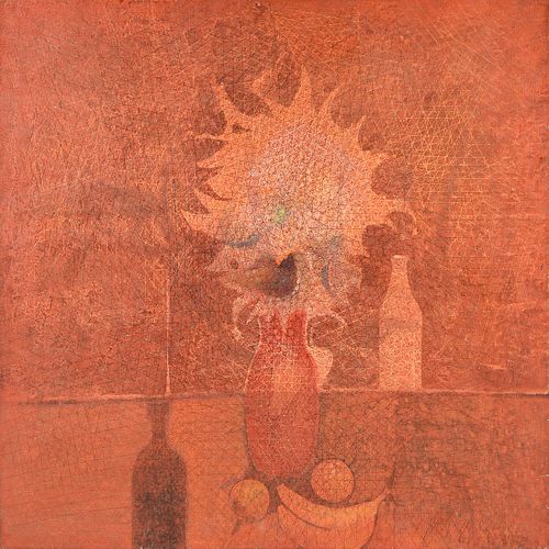 PAUL MAXWELL (American 1925-2015) A PAINTING, "Still Life with Blazing Sun," 1966,