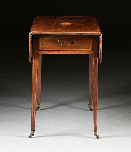 A FEDERAL SATINWOOD INLAID FLAME MAHOGANY PEMBROKE TABLE, POSSIBLY NEW YORK, 1790-1810,