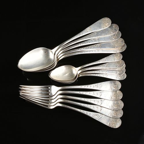 A GROUP OF TWENTY-FIVE PIECES OF ENGRAVED STERLING SILVERWARE, EARLY/MID 20TH CENTURY,
