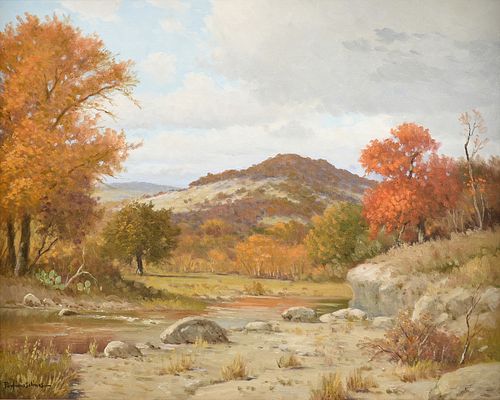 PORFIRIO SALINAS (American/Texas 1910-1973) A PAINTING, "Autumn in the Hill Country,"