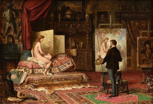 CARL SCHWENNINGER II (Austrian 1854-1903) A PAINTING, "The Painter and the Model,"