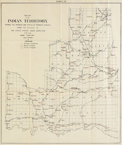 AN ANTIQUE SURVEY MAP, "Map of the Indian Territory, Exhibit B," WASHINGTON D.C., June 30, 1902,