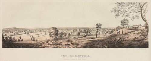after CARL G. VON IWONSKI (German/American 1830-1912) A PRINT, "Neu-Braunfels, Deutche Colonie in West Texas," Leipzig, 1856,