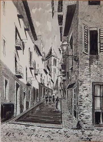 20th c. European School pen and ink and wash