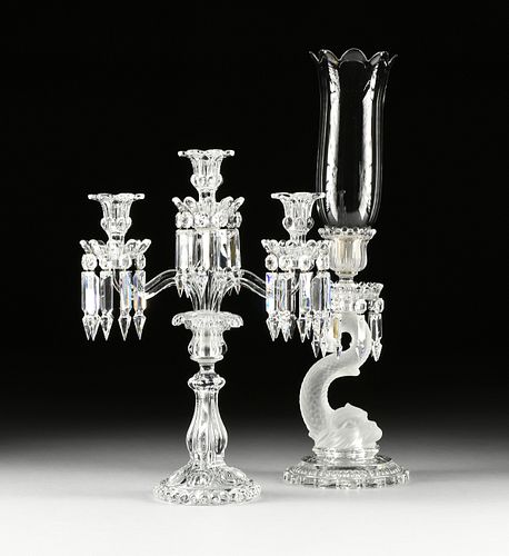 A GROUP OF TWO BACCARAT CRYSTAL CANDLESTANDS , ETCHED AND MOLDED MARKS, 20TH CENTURY,