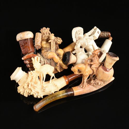 A GROUP OF FOUR MEERSCHAUM PIPES, LATE 19TH/EARLY 20TH CENTURY,
