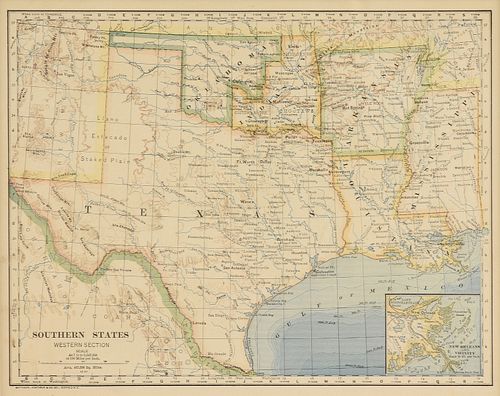 A GROUP OF TWO ANTIQUE MAPS OF THE STATE OF TEXAS, AMERICAN, EARLY 20TH CENTURY,