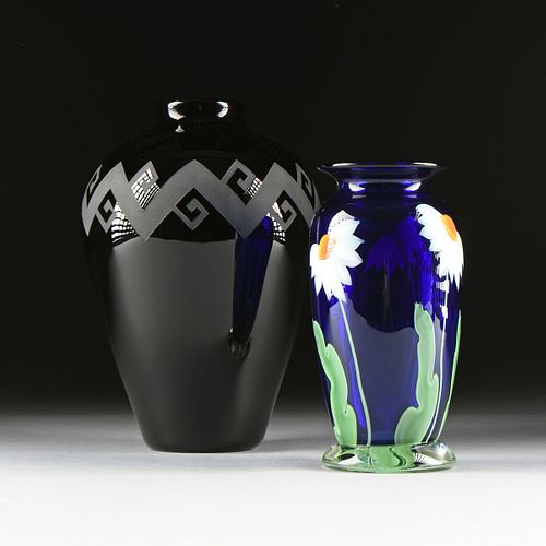 TWO ART GLASS VASES, LATE 20TH CENTURY, 