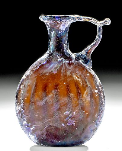 Roman Glass Canteen w/ Handle - Amber Hue