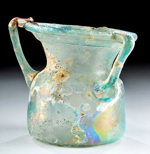 Roman Glass Ribbed Jar w/ Three Handles